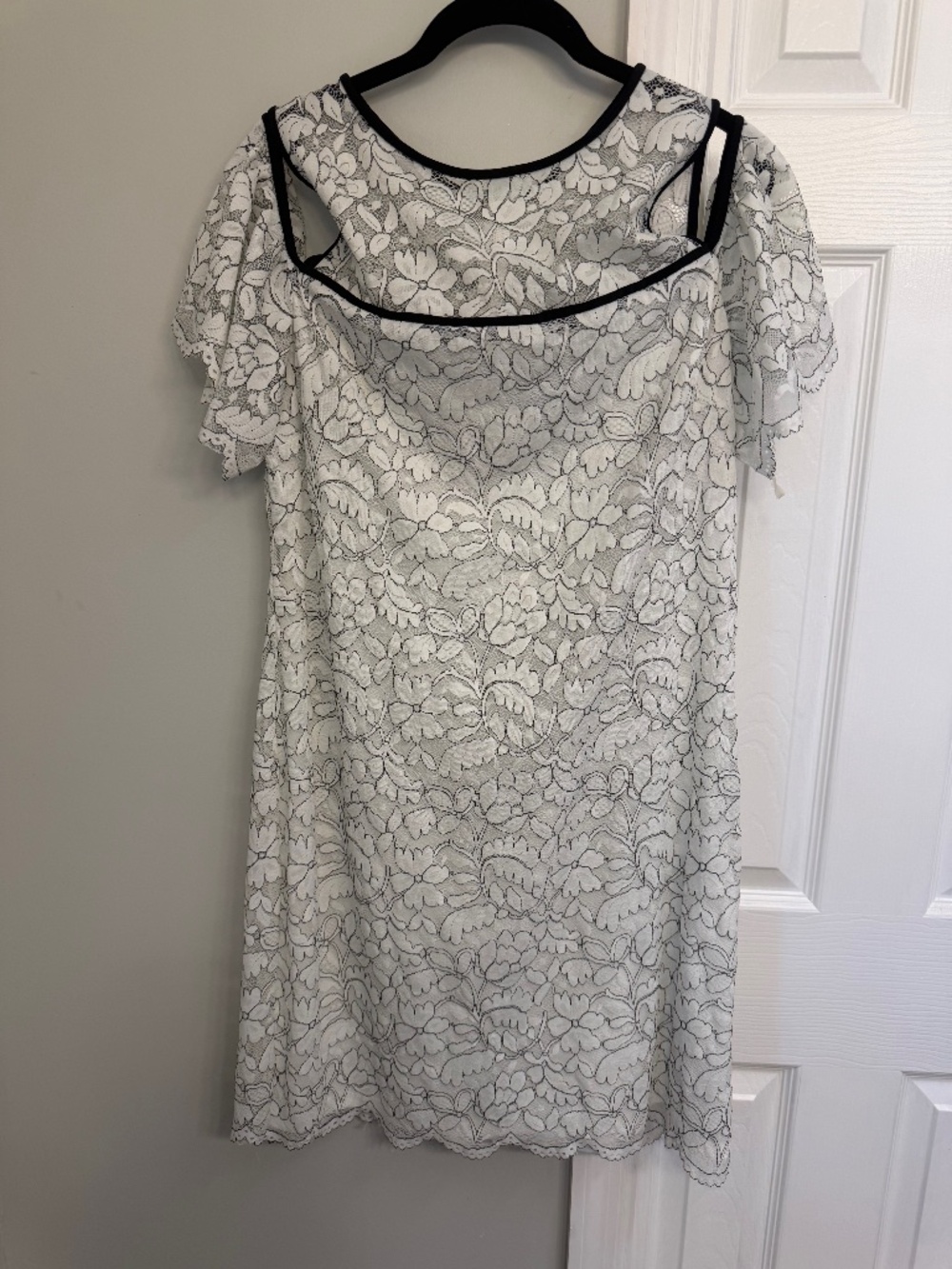American Living Size 16 White Lace with Black Trim Woman’s Dress